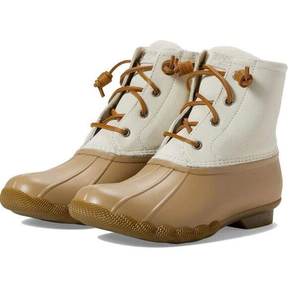 Sperry Women's Saltwater Mainsail Leather Duck Boots - Cream/Tan Size 9 - Picture 1 of 8